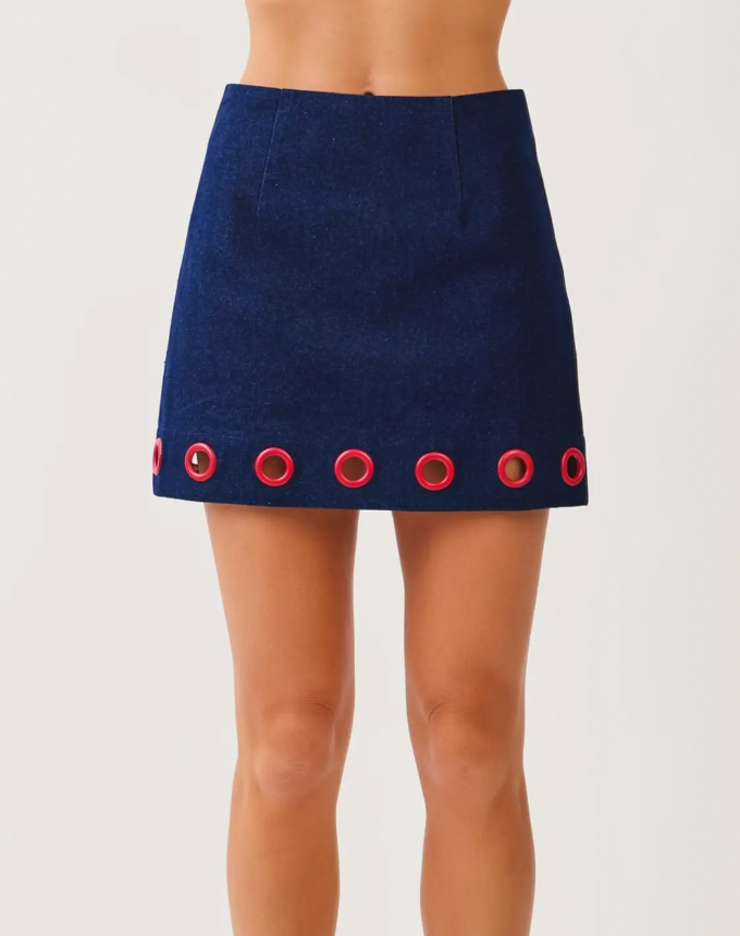 Grommet Detail Denim Set