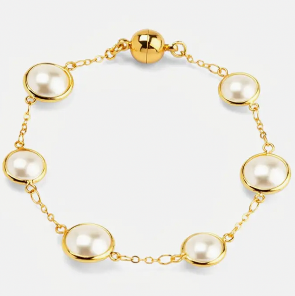 Vioroo Half Pearl and Chain Magnet Bracelet