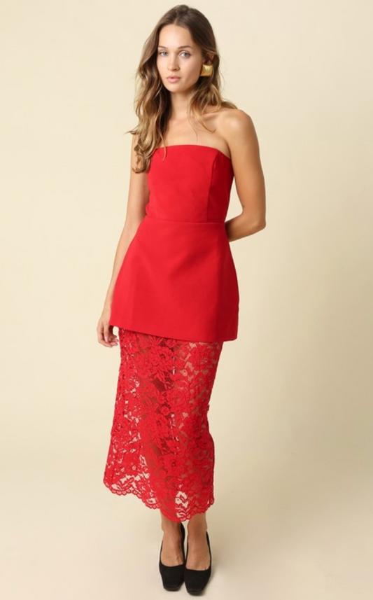 Jaya Strapless Dress in Red