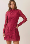 Lace Detail Dress in Burgundy