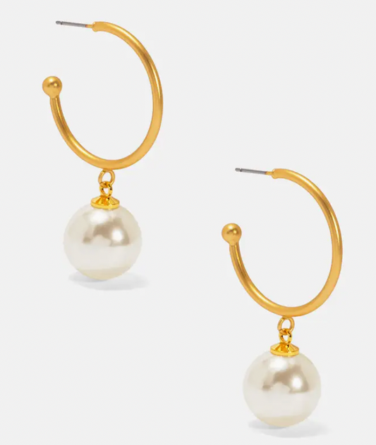 Vioroo Pearl Bead Hoop Earring