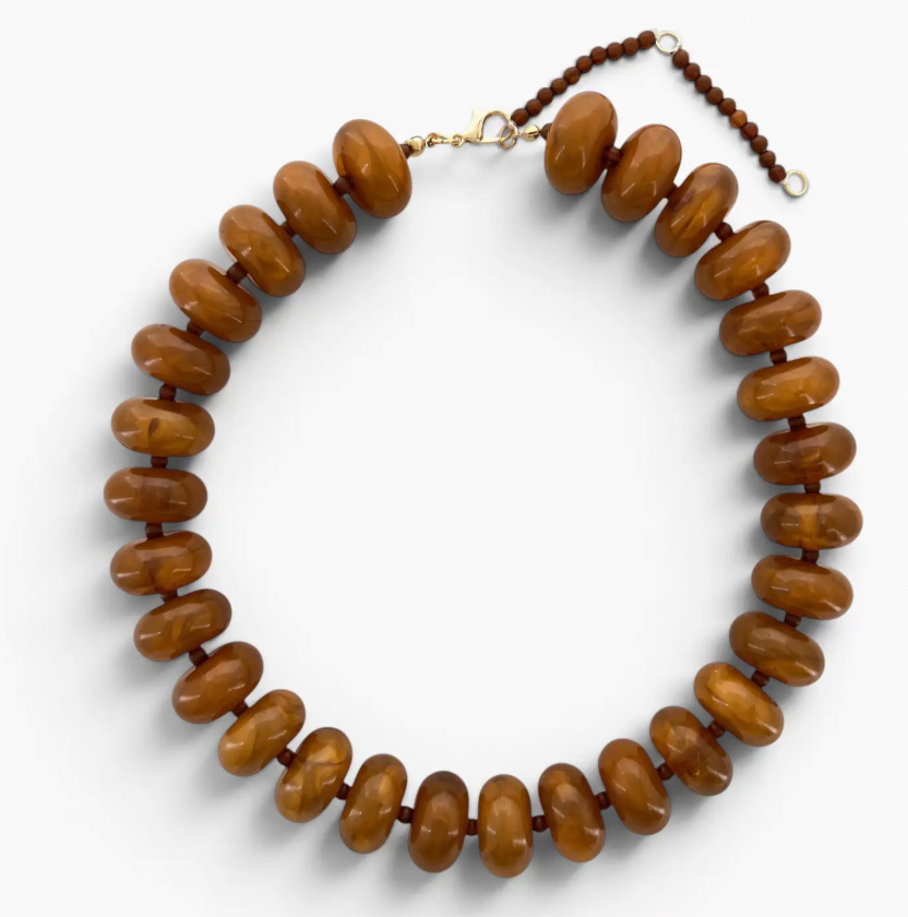 Rondelle Oversized Beaded Necklace in Amber