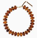 Rondelle Oversized Beaded Necklace in Honey Amber