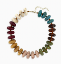 Multicolor Resin Beaded Necklace in Tan Multi