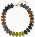Multicolor Resin Beaded Necklace in Ash Brown Multi