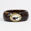 Gemstone Resin Cuff Bracelet in Dark Brown