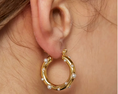 Ellie Vail Nicoletta Pearl Hoop Earring