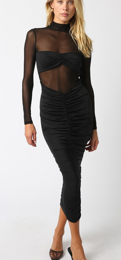 Black Mesh Detail Dress