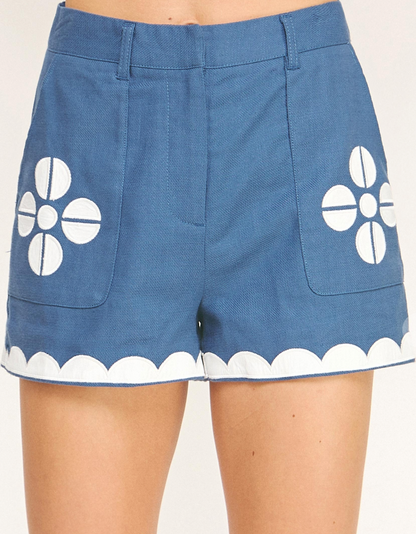 Contrast Embroidered Set (Red or Blue)