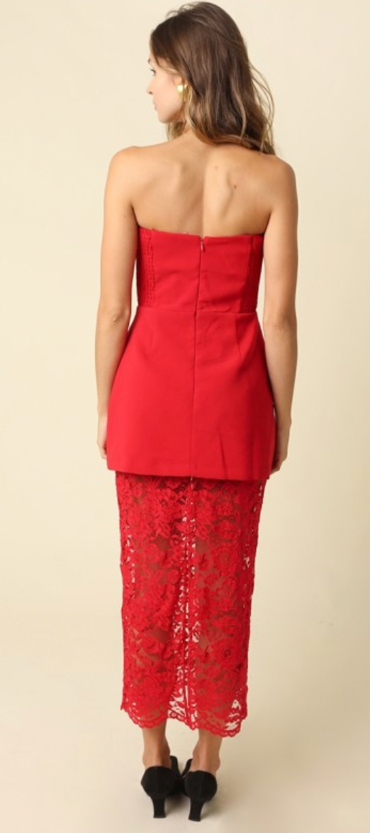Jaya Strapless Dress in Red