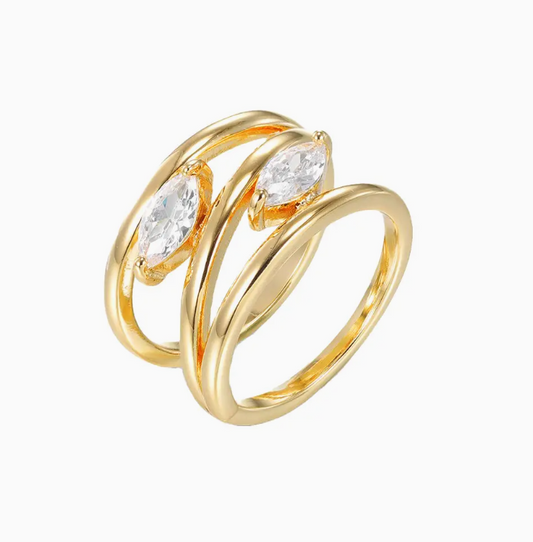 Adina Eden CZ Double Marquis Multi Wrap Ring