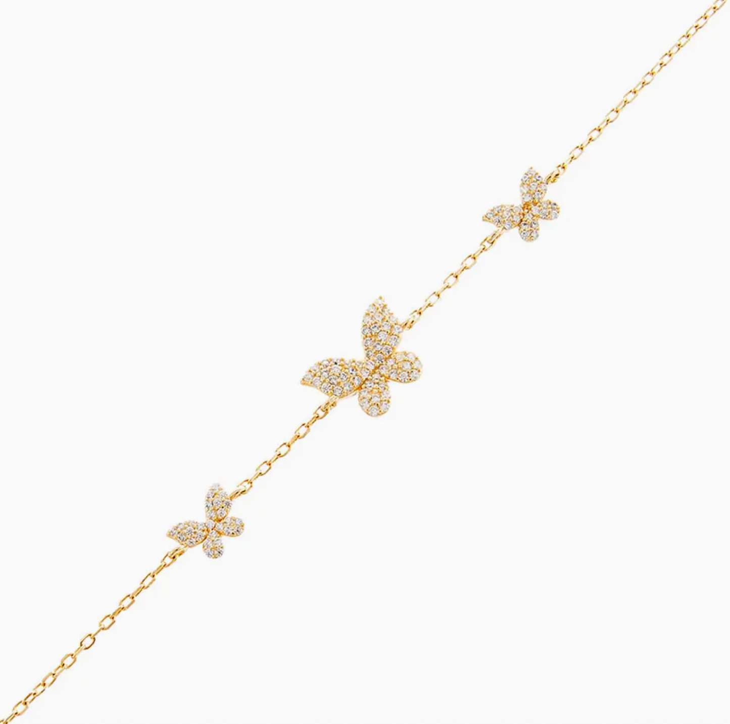 Adina Eden Pavé Triple Butterfly Bracelet