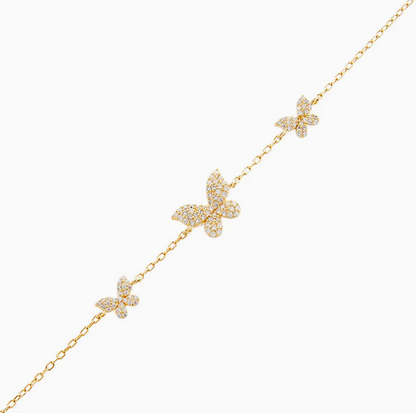 Adina Eden Pavé Triple Butterfly Bracelet