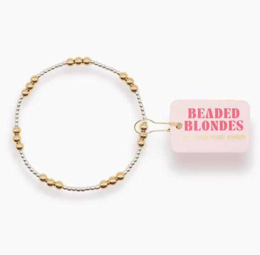 Beaded Blondes ILY Bracelet in Silver with Gold