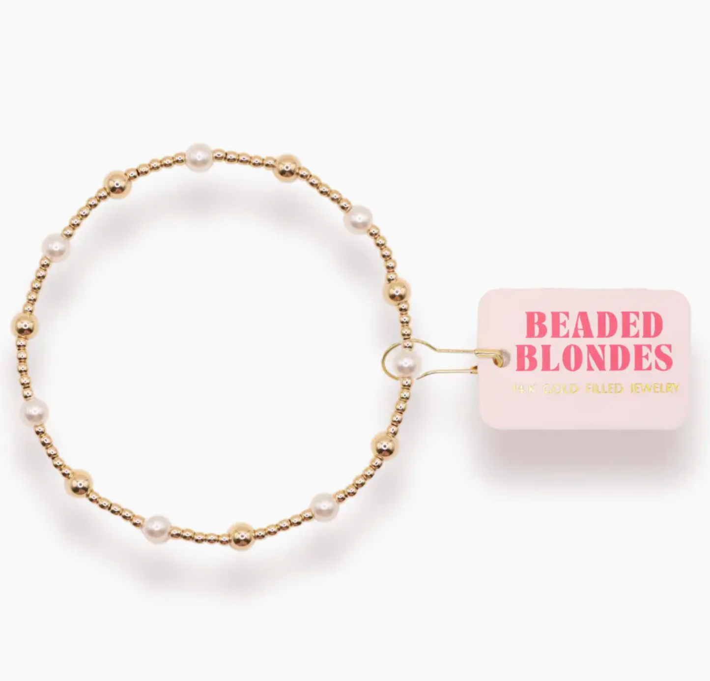 Beaded Blondes June Pearl + Gold Bracelet