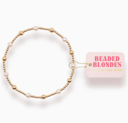 Beaded Blondes June Pearl + Gold Bracelet