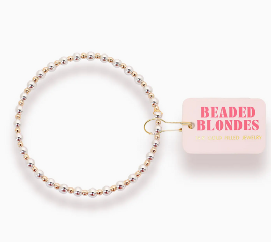 Beaded Blondes Mini Katy Bracelet in Silver with Gold
