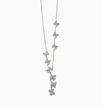 Gemelli Multi Butterfly Necklace in Silver