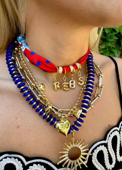 Gemelli Roxie Trinity Blue Beaded Necklace with Open Sun Charm