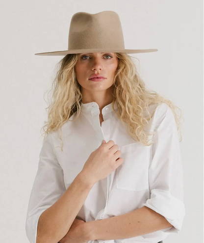 Gigi Pip Wesley Wide Brim Fedora Hat in Tan