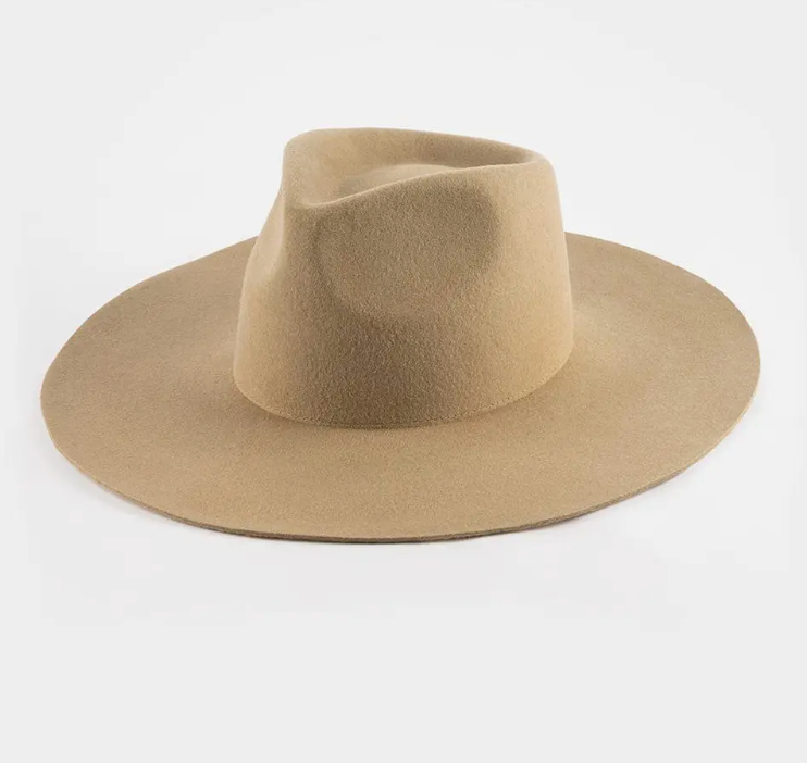 Gigi Pip Wesley Wide Brim Fedora Hat in Tan