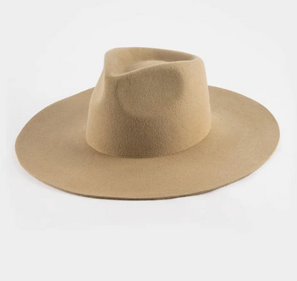 Gigi Pip Wesley Wide Brim Fedora Hat in Tan