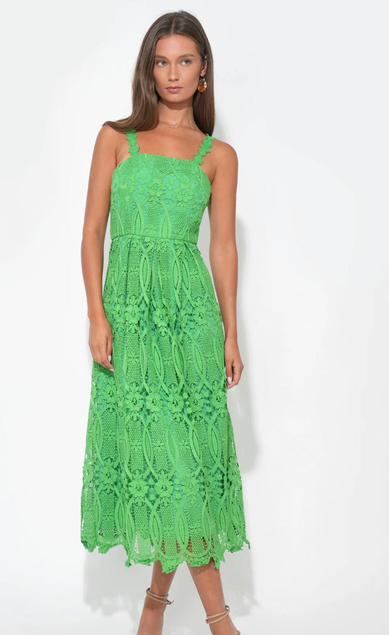 Adelyn Rae Alice Strap Lace Midi Dress