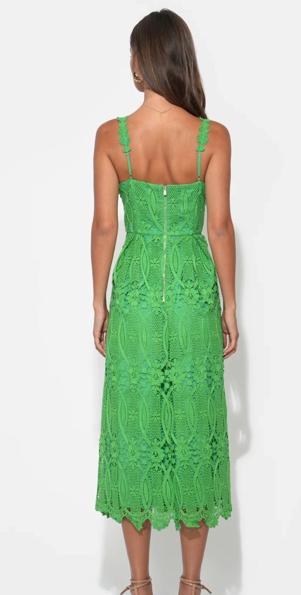 Adelyn Rae Alice Strap Lace Midi Dress