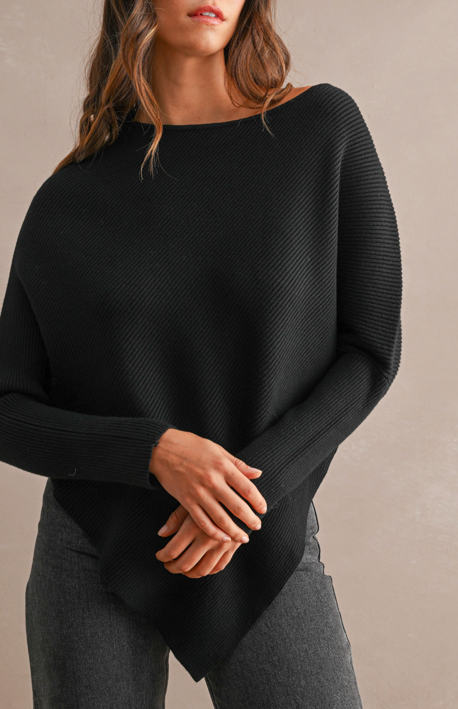 Dolman Sweater Top in Black