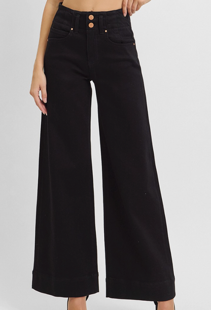 Slim Wide Leg Black Denim