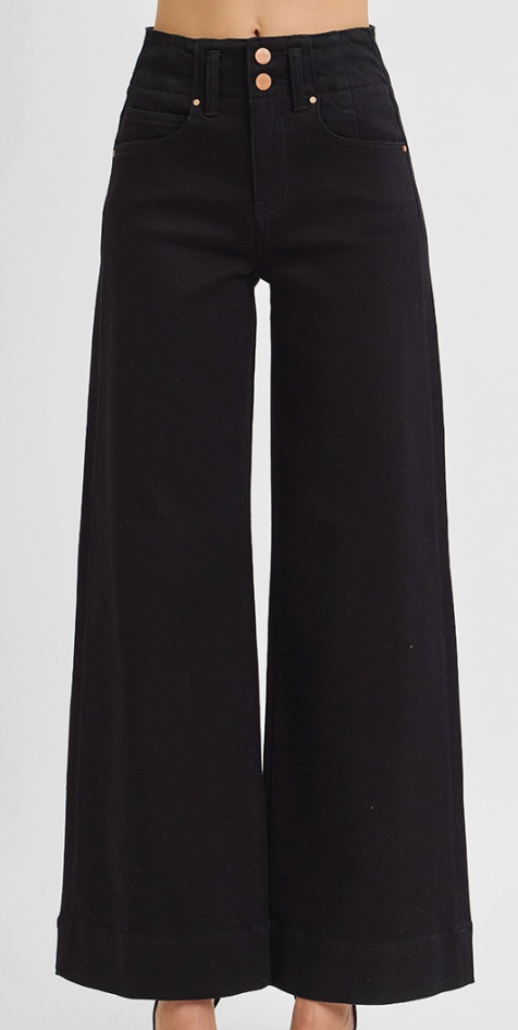 Slim Wide Leg Black Denim