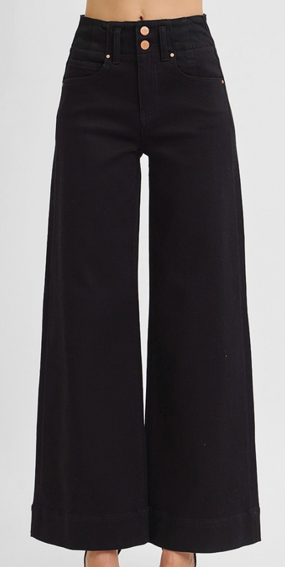 Slim Wide Leg Black Denim