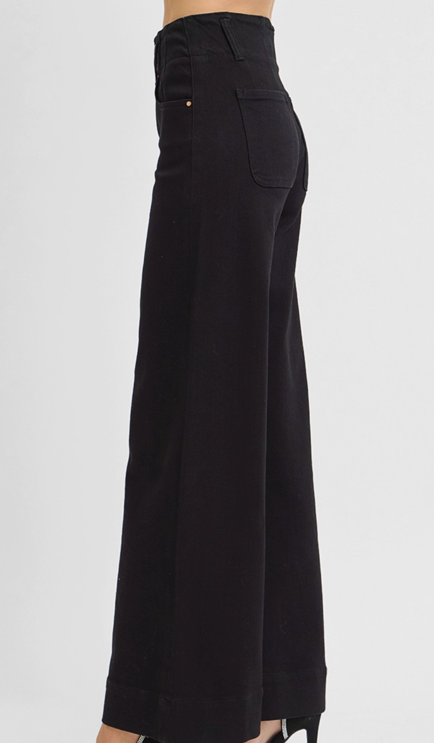Slim Wide Leg Black Denim