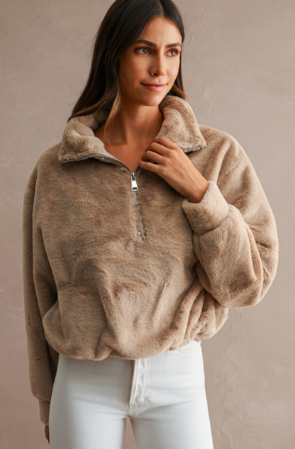 Faux Fur Half Zip Pullover