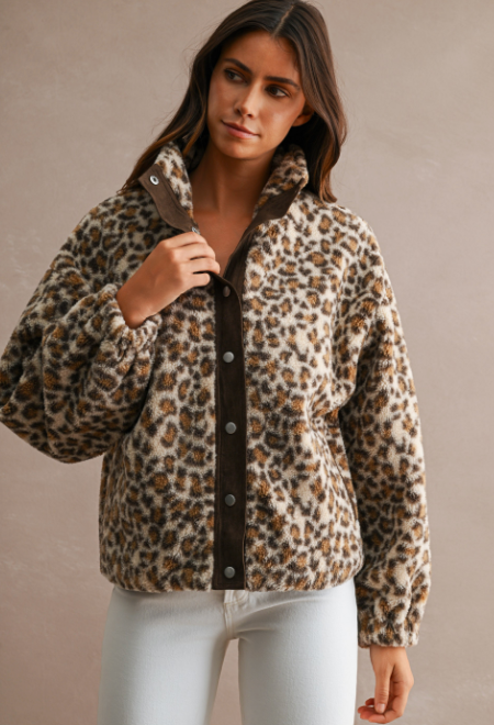 Leopard Sherpa Jacket