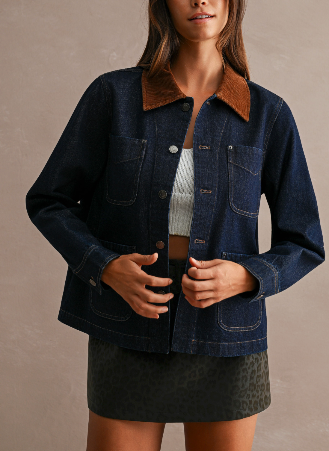 Denim Contrast Corduroy Jacket