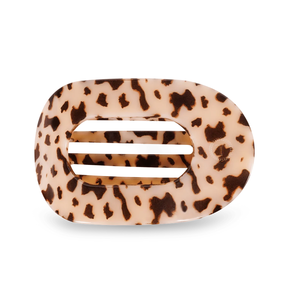 TELETIES: Blonde Tortoise Large Flat Round Hair Clip