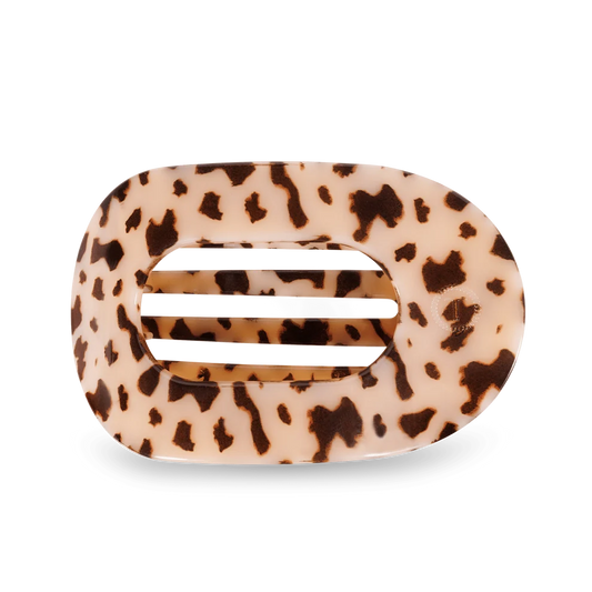 TELETIES: Blonde Tortoise Large Flat Round Hair Clip