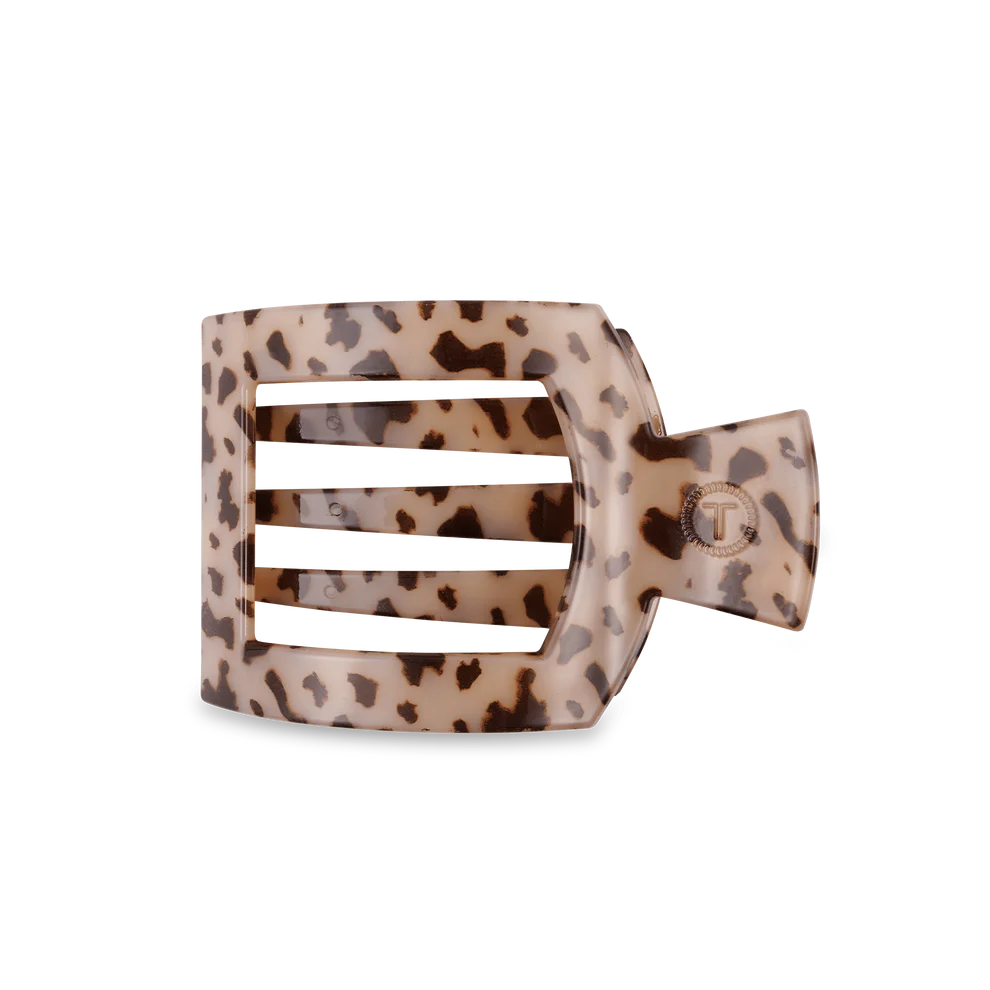 TELETIES: Blonde Tortoise Medium Flat Square Hair Clip