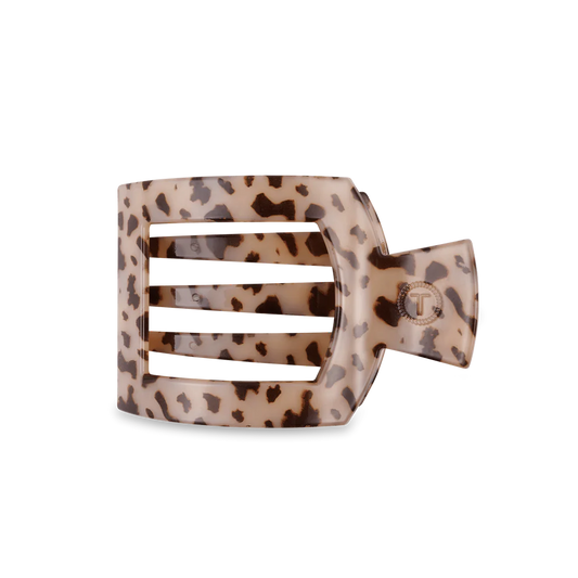 TELETIES: Blonde Tortoise Medium Flat Square Hair Clip