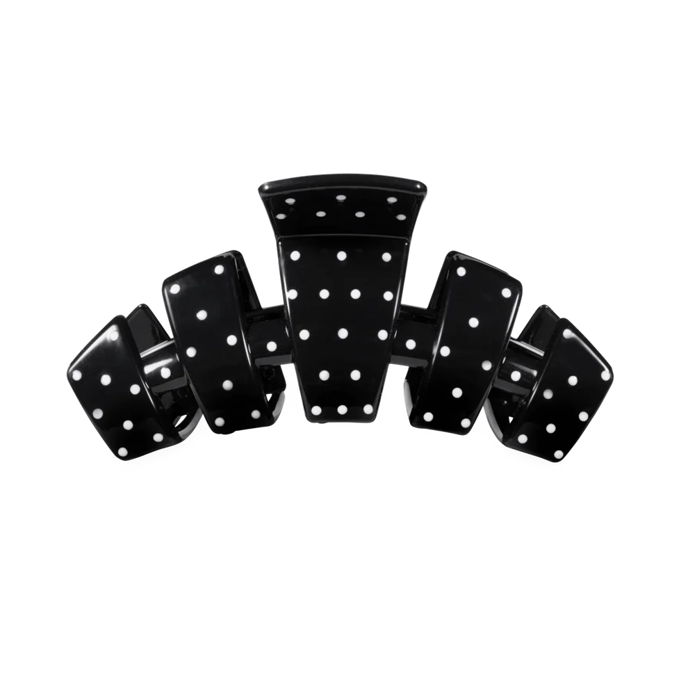 TELETIES: Classic Black Polka Dot Party Medium Claw Clip