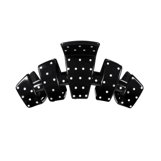 TELETIES: Classic Black Polka Dot Party Medium Claw Clip