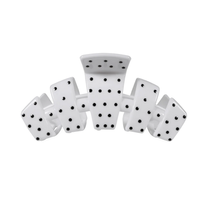 TELETIES: Classic White Polka Dot Party Medium Claw Clip