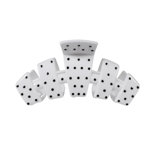 TELETIES: Classic White Polka Dot Party Medium Claw Clip