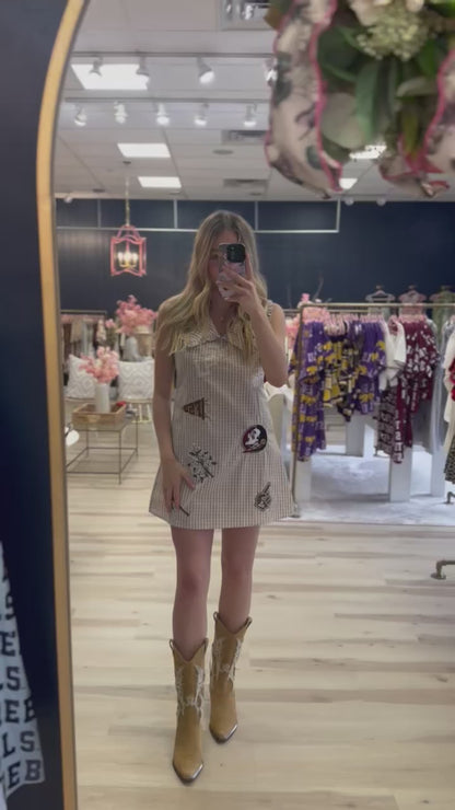 Queen of Sparkles Licensed FSU Mini Icon Gingham Collar Dress