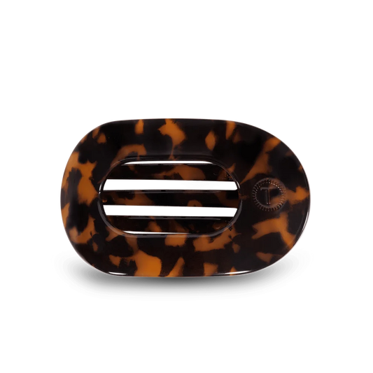 TELETIES: Tortoise Medium Flat Round Hair Clip